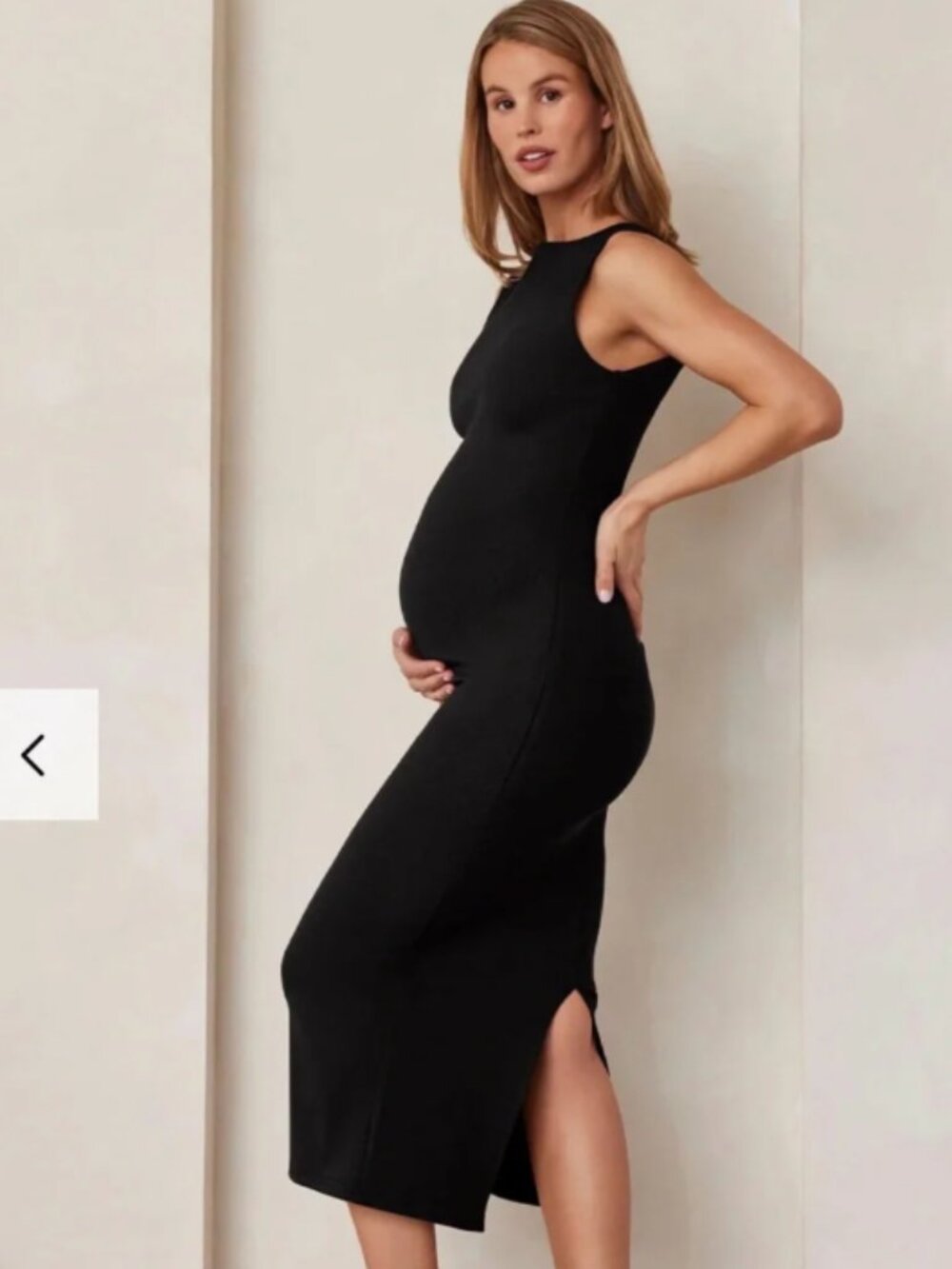 Bumpsuit Sculpting Rib Boatneck Maternity Midi Dress Size Small Black Revolve